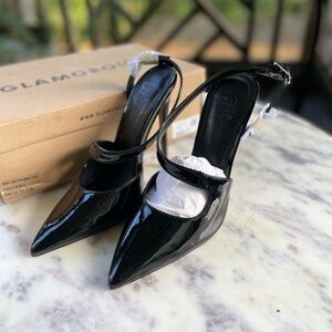 Glamorous Wide Fit Black Patent Heels – Size US 5 / EU 36 – New in Box